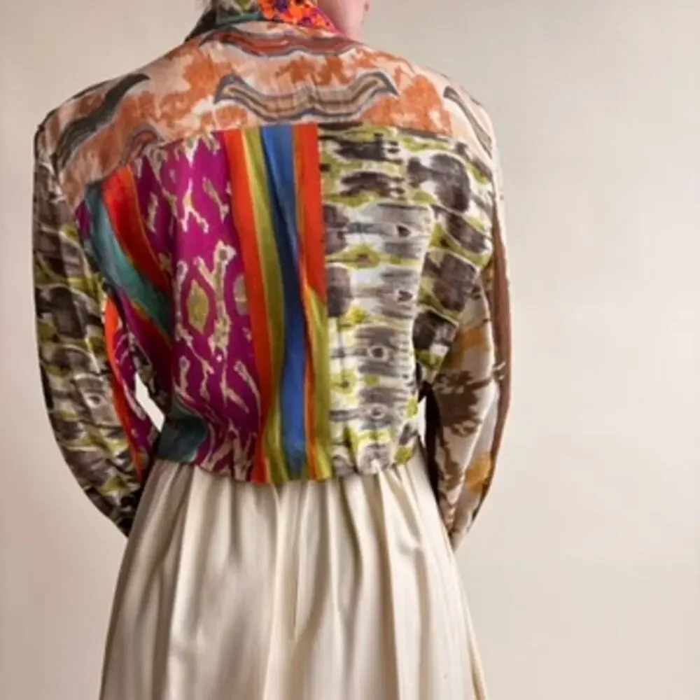 The Icing Patchwork Jacket - Tapestry, Beaded, Crop, 80s/90s, Size Small - Picture 4 of 8